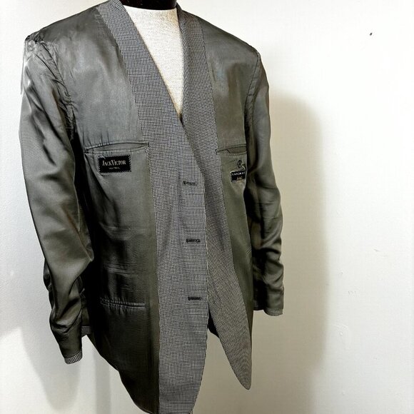 Jack Victor Handmake Men's Sport Coat Blazer‎ 46L Houndstooth Wool Suit Jacket - Picture 8 of 12